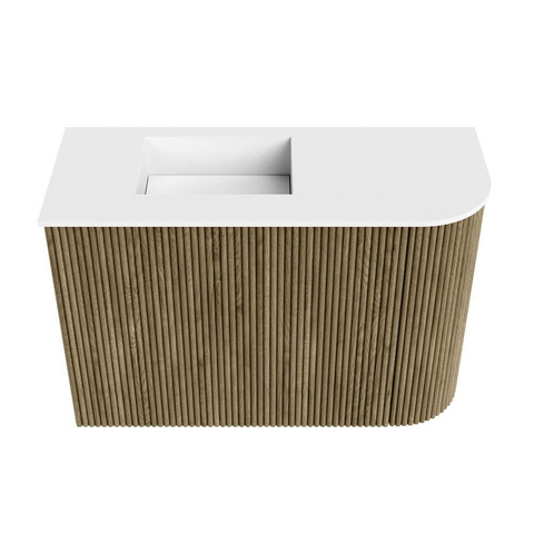 Mondiaz JOYA 61.6cm toiletmeubel - ronding rechts kleur Dusk - Wastafel FAYE positie Links 1 kraangat kleur Talc. SW1421585