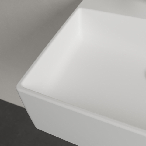 Villeroy & Boch memento 2.0 opzetwastafel - met 1 kraangat - 50x42cm CeramicPlus - met overloop - Stone White (mat wit) SW209585