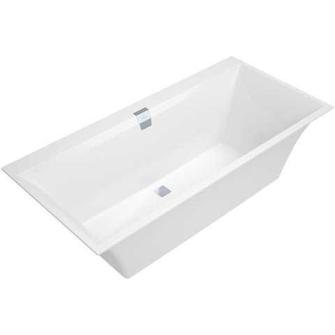 Villeroy & Boch Squaro edge 12 kunststof bad quaryl rechthoekig - 160x75x45cm - inclusief poten en afvoer /overloopcombinatie - glans wit 0942245