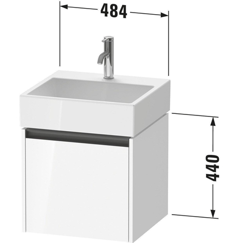 Duravit Ketho 2 meuble sous-lavabo avec 1 tiroir 48,4x46x44cm avec poignée anthracite blanc brillant SW772373