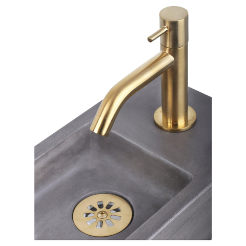 Differnz Ravo fonteinset – 38.5x18.5x9 cm – beton donker grijs – gebogen mat gouden kraan SW705435