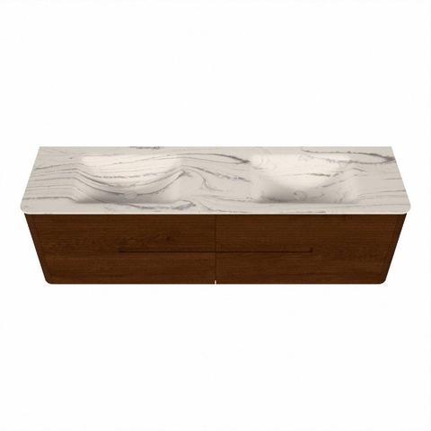 Mondiaz CIRO-DLUX Badkamermeubelset - 170x45x50cm - Solid surface wastafel Nata - 2 wasbak Dubbel - 2 kraangaten - 4 lades - Ruby SW1532057