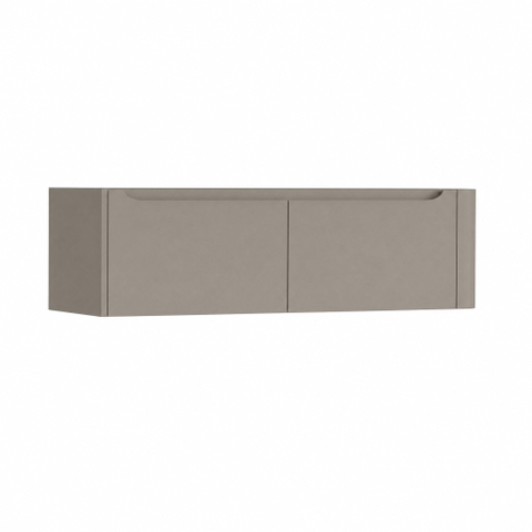 H&R Badmeubelen Juice Wastafelonderkast - 140x45x40cm - rechterhoek afgerond - 2 lades - geïntegreerde greep - olive SW1260114