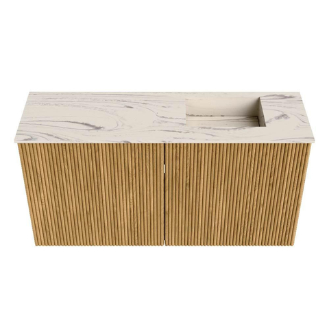 Mondiaz JOYA-DLUX Meuble de salle de bains 80cm - couleur Chêne - Vasque FAYE position Droite Sans trou de robinet couleur Nata SW1424026