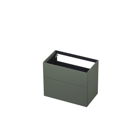 INK Wastafelonderkast - 80x45x65cm - 2 lades - push to open - met rechte opdekfronten - MDF lak - Mat beton groen SW493570