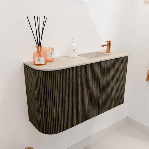 Mondiaz JOYA-DLUX 71.6cm toiletmeubel - ronding links kleur Shadow - Wastafel FAYE positie Rechts 1 kraangat kleur Frappe. SW1422696
