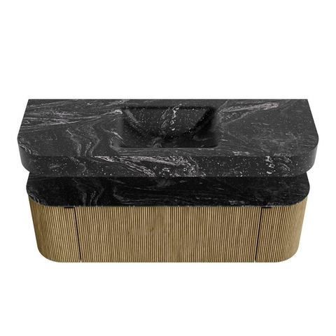 MONDIAZ THOR-DLUX Meuble de salle de bains 140cm arrondi gauche + droite couleur Dusk avec 1 tiroir et 2 portes. Vasque suspendue CLOUD Milieu sans trou de robinet couleur Lava. SW1464229
