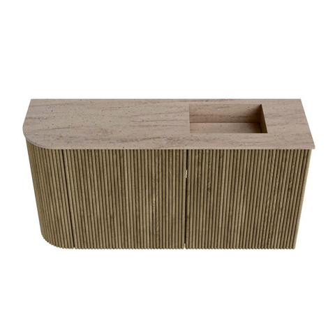 Mondiaz JOYA-DLUX Meuble de salle de bains 81,6cm - arrondi gauche couleur Dusk - Vasque FAYE position Droite 1 trou de robinet couleur Saba. SW1426084