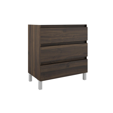 Saniclass Chaci Plus Meuble de salle de bain - 80x46x86cm - plan de toilette - sans trou de robinet - 3 tiroirs - noyer mat SW955617