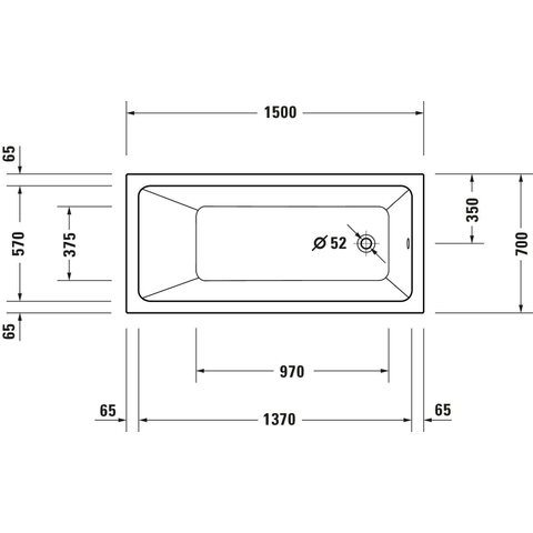Duravit No.1 Inbouwbad - 150x70cm acryl - glans wit SW723708