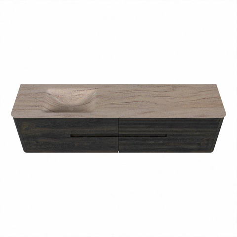 Mondiaz CIRO-DLUX Ensemble de meubles de salle de bains - 190x45x50cm - plan-vasque Solid surface Saba - 1 vasque à gauche - 1 trou de robinet - 4 tiroirs - Shadow SW1532760
