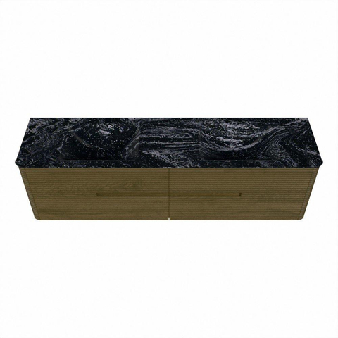 Mondiaz CIRO-DLUX Badkamermeubelset - 180x45x50cm - Solid surface wastafel Lava - 2 wasbak Dubbel - 2 kraangaten - 4 lades - Dusk SW1533086