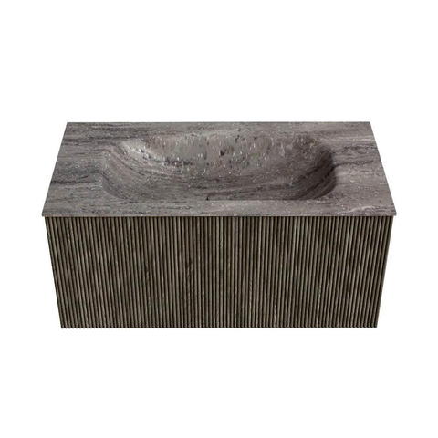 MONDIAZ KURVE-DLUX 90cm badmeubel kleur Shadow met 1 lade en 0 deuren. Wastafel BIG SMALL Midden zonder kraangat Oza. SW1432874