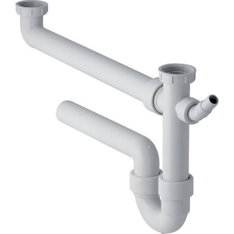 Geberit buissifon - voor spoeltafel - met 2 bakken - met afvoerbocht - 6/4" - D - 40mm - extra lang - wit SW30051