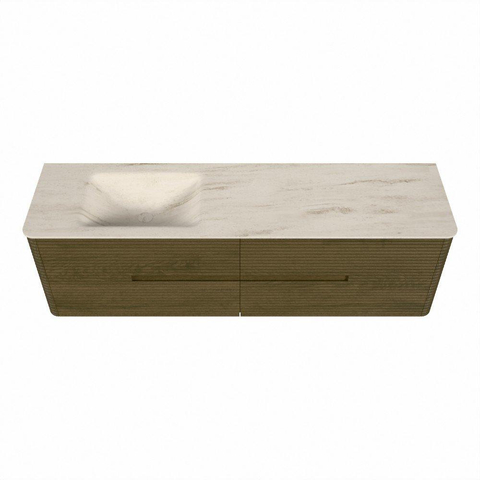 Mondiaz CIRO-DLUX Ensemble de meubles de salle de bains - 170x45x50cm - Plan vasque solid surface Meli - 1 vasque à gauche - 1 trou de robinetterie - 4 tiroirs - Dusk SW1533190