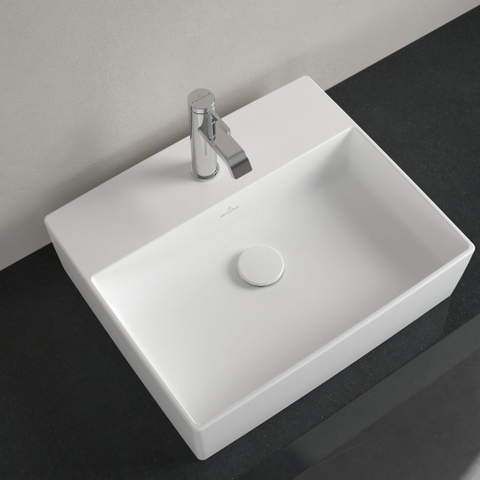Villeroy & Boch memento 2.0 opzetwastafel - 50x42cm - met 1 kraangat - zonder overloop CeramicPlus - Stone White (mat wit) SW209586