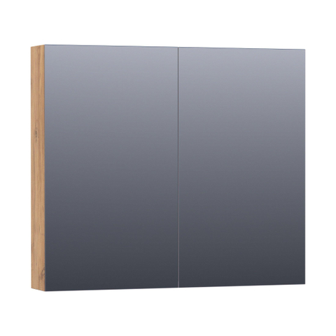 BRAUER Impress Deluxe armoire de toilette – 80 x 70 x 15 cm – LED directe – 2 portes, portes-miroir double face – Chateau SW371844
