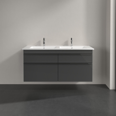 Villeroy & Boch venticello wastafelonderkast - 125.3x59cm 4x lade - glans grijs GA43421