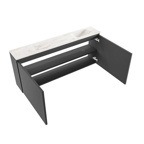 MONDIAZ TURE-DLUX meuble de toilettes 120cm Dark Grey. EDEN lavabo Frappe position à droite. Avec 1 trou de robinet. SW1102742