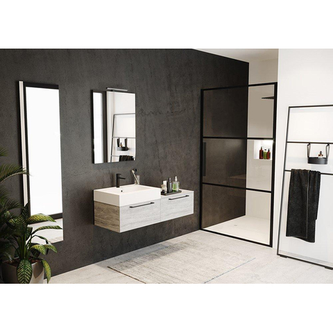 Riho Grid porte de douche - 100x200cm - porte pivotante - noir SW679994