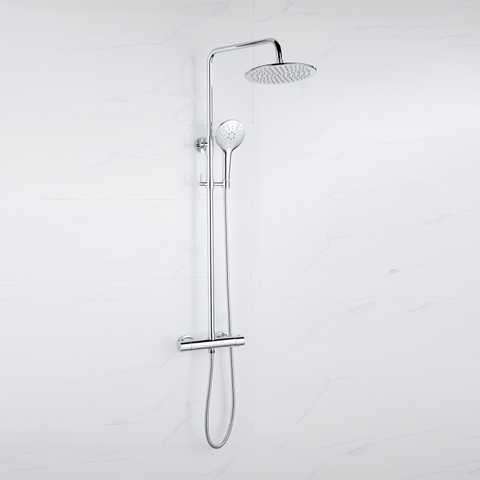 Fortifura Calvi Ensemble de douche pluie - thermostatique - douche principale de 30 cm - flexible métallique - douchette ronde - chrome SW1204423