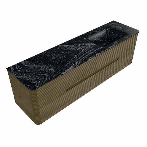 Mondiaz CIRO-DLUX Ensemble de meubles de salle de bains - 170x45x50cm - Lavabo solid surface Lava - 1 vasque à droite - 1 trou de robinet - 4 tiroirs - Dusk SW1533053