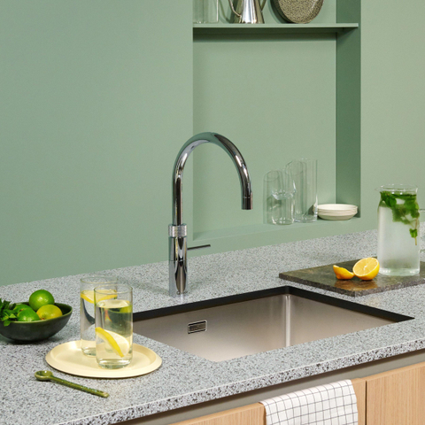 Quooker Fusion Round robinet d'eau bouillante - bec pivotant - réservoir Combi - Eau chaude / bouillante - Chrome SW99175
