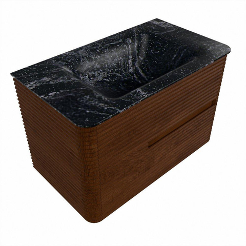 Mondiaz CIRO-DLUX Ensemble de meubles de salle de bains - 80x45x50cm - lavabo solid surface Lava - 1 vasque au milieu - sans trous de robinet - 2 tiroirs - Ruby SW1531555