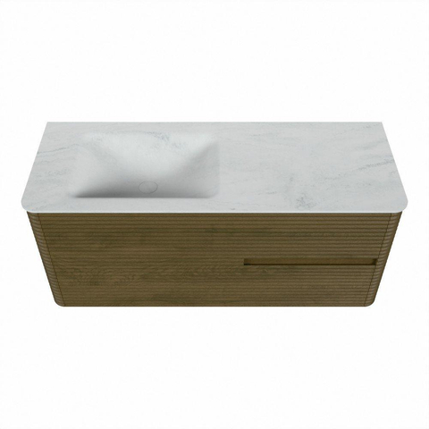 Mondiaz CIRO-DLUX Ensemble de meubles de salle de bains - 120x45x50cm - Plan-vasque solid surface Opalo - 1 vasque à gauche - sans trous de robinet - 2 tiroirs - Dusk SW1532903