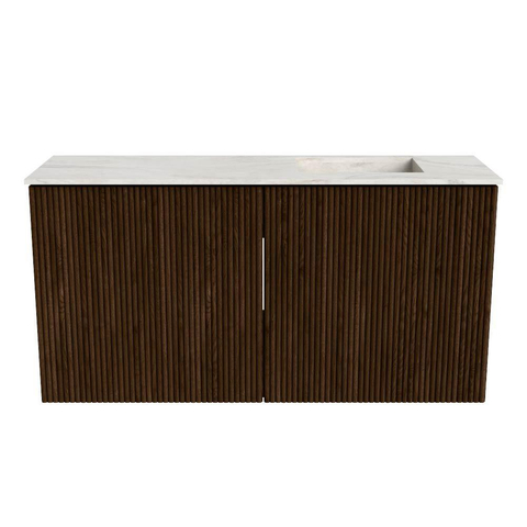 Mondiaz JOYA-DLUX 80cm toiletmeubel - kleur Walnut - Wastafel FAYE positie Rechts Zonder kraangat kleur Ostra. SW1422607