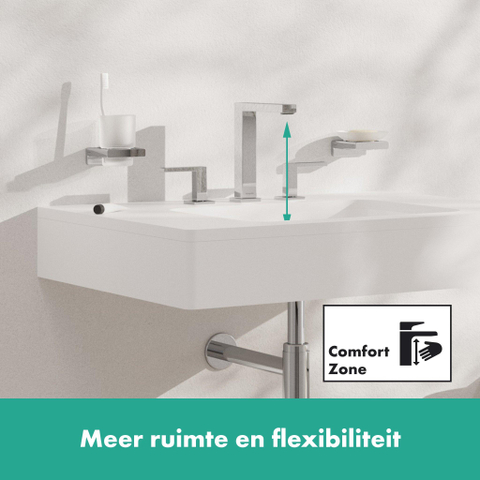 Hansgrohe Tecturis E 3-gats wastafelkraan - 150 met PushOpen - waste set - hoogglans chroom SW918364