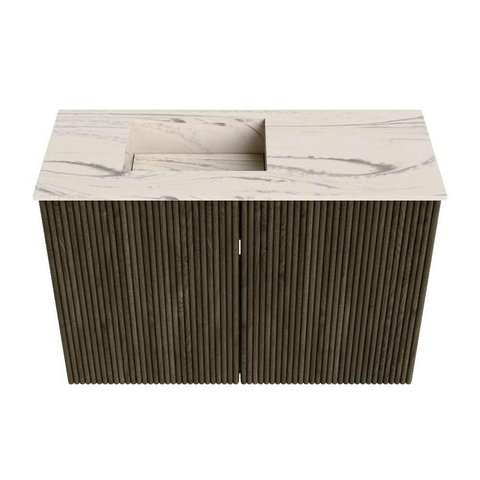 Mondiaz JOYA-DLUX 60cm toiletmeubel - kleur Shadow - Wastafel FAYE positie Links 1 kraangat kleur Nata. SW1424935