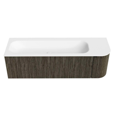 Mondiaz KURVE Ensemble de meubles de salle de bains - 145x46x40cm - 1 tiroir - 1 porte - lavabo solid surface - gauche - sans trou de robinet - Shadow SW1414107