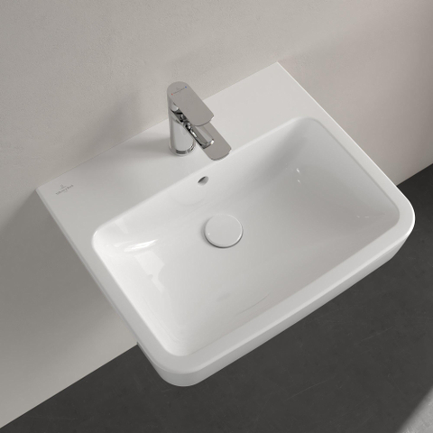 Villeroy & Boch O.novo wastafel - 55x46cm - met overloop - 1 kraangat - White Alpine (glans wit) SW448415