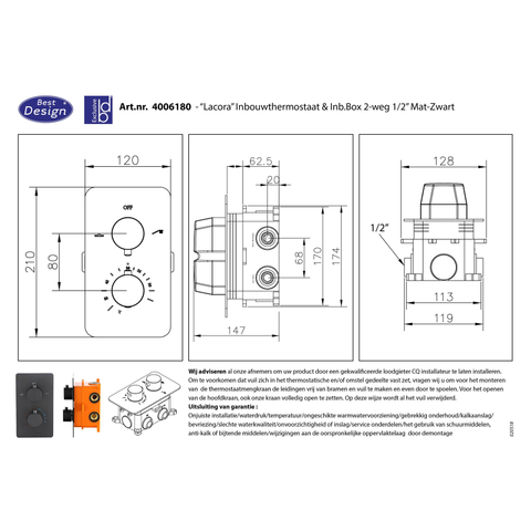 Best Design One Pack inbouw regendoucheset Lacora Nero M 300 mat zwart SW280163