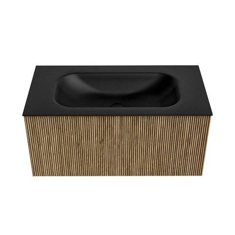Mondiaz KURVE Badkamermeubelset - 90x46x40cm - 1 lade - wastafel solid surface - midden - 1 kraangat - Dusk SW1415108