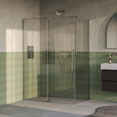 BRAUER Stellar Douchecabine - 140x100x200cm - draaideur - glascoating - omkeerbaar - helder glas - Geborsteld RVS PVD SW1418028