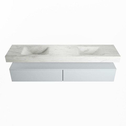 MONDIAZ ALAN - DLUX Badkamermeubelset - 200cm - onderkast - Clay - 2 lades - vrijhangende wastafel - 2 wasbakken - 2 kraangaten - Opalo SW806945