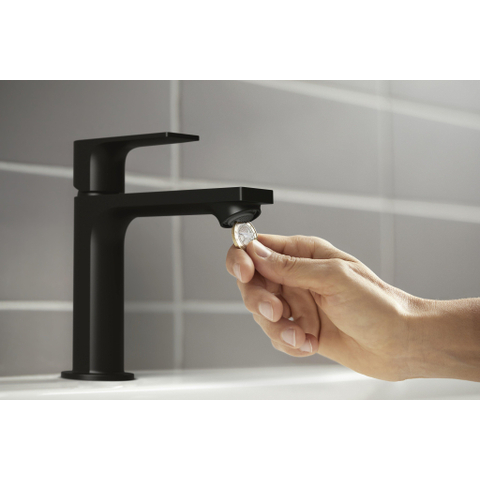 Hansgrohe Rebris e 1 greeps wastafelkraan - 110 - coolstart - met trekwaste - mat zwart SW796555