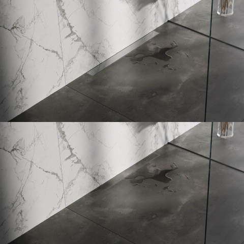 Brauer Caniveau de douche - 80x7.5cm - rebord mural - grille à carreler réversible - inox - inox - inox brossé SW773207