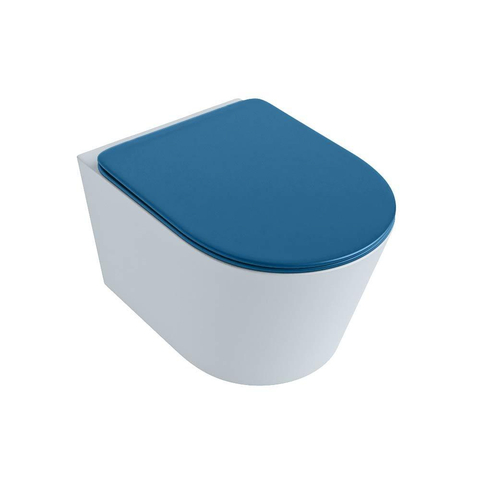 Mondiaz LAVIE hangtoilet – spoelrandloos – 36 x 53 cm – met softclose zitting – Clay (lichtblauw/grijs), zitting Jeans (blauw) SW1208633