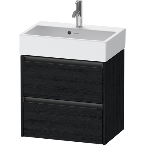 Duravit Ketho.2 Wastafelonderbouwkast - met 2 laden - 58.4x39x54.9cm - met grepen antracieteiken - mat zwart eiken (hout) SW772859