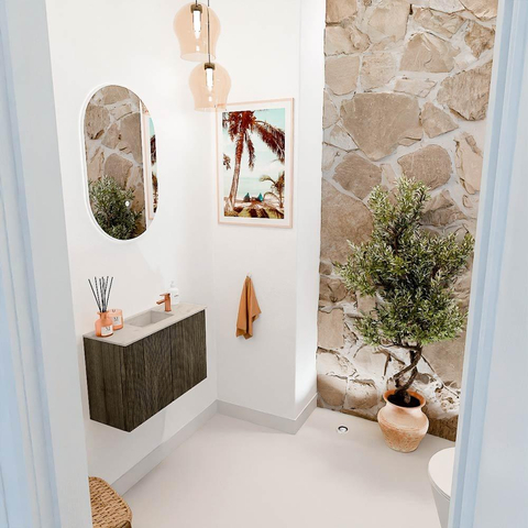 Mondiaz JOYA-DLUX 60cm toiletmeubel - kleur Shadow - Wastafel FAYE positie Midden 1 kraangat kleur Opalo. SW1422914