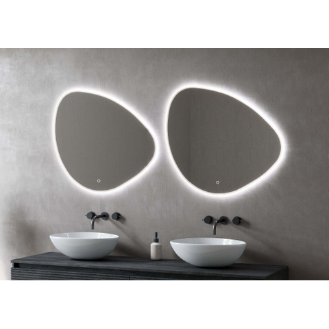 H&R Badmeubelen miroir – forme organique – 67 x 54 cm – LED indirecte tout autour – version droite – Argent SW1111420