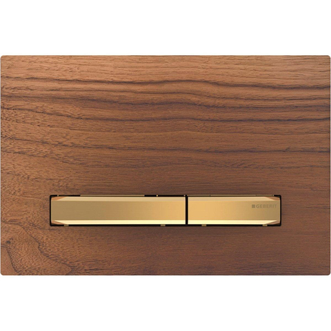 Geberit Sigma50 bedieningsplaat - 2-toets spoeling - vierkant - messing/Amerikaans - dualflush - amerikaanse noten messing hout SW420767