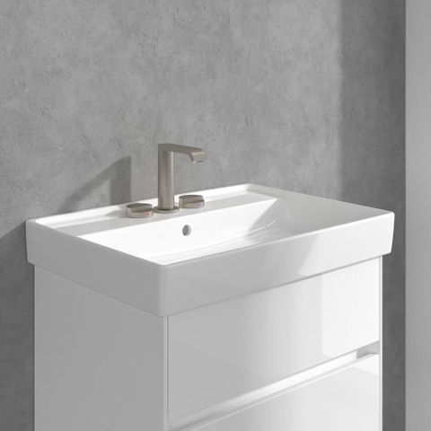 Villeroy & Boch Dawn wastafeluitloop set - zonder pop up - wandmontage afbouwdeel - Brushed Nickel (rvs) SW974313
