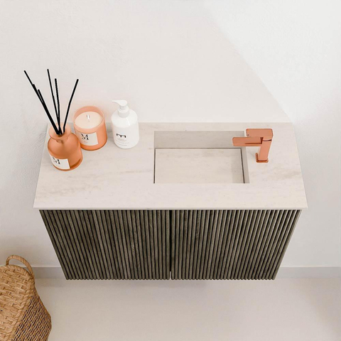 Mondiaz JOYA-DLUX 60cm toiletmeubel - kleur Shadow - Wastafel FAYE positie Rechts 1 kraangat kleur Meli. SW1424866