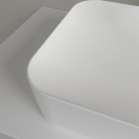 Villeroy & Boch finion opzetwastafel - zonder kraangat - 60x35cm CeramicPlus - zonder overloop - Stone White (mat wit) SW209544