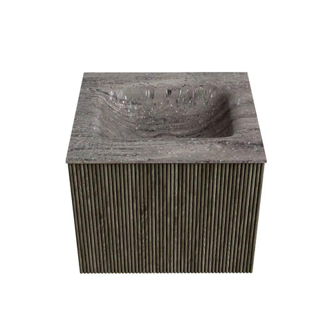 MONDIAZ KURVE-DLUX 50cm badmeubel kleur Shadow met 1 lade en 0 deuren. Wastafel GRUNNE Midden 1 kraangat Oza. SW1432497