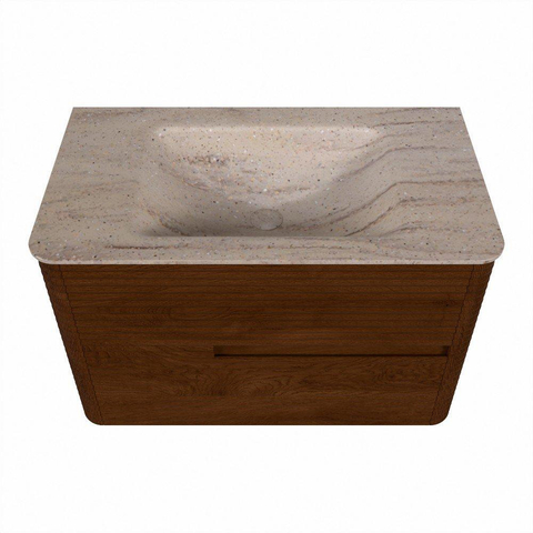 Mondiaz CIRO-DLUX Badkamermeubelset - 80x45x50cm - Solid surface wastafel Saba - 1 wasbak Midden - zonder kraangaten - 2 lades - Ruby SW1532164